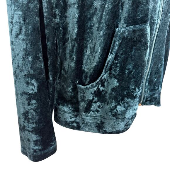 Spa by Chicos Womens Crushed Velvet Hooded Full Zip Jacket Loungewear sz 3 / XL - Picture 2 of 16